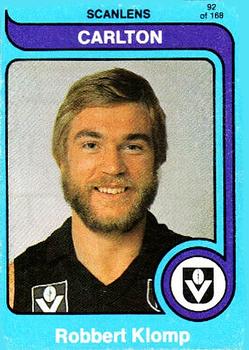 1980 Scanlens VFL #92 Robbert Klomp Front